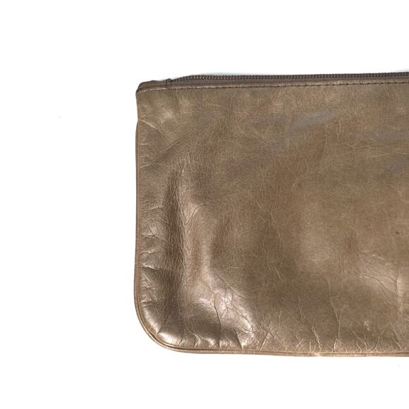 HOBO International Vida Wristlet Clutch Taupe Glazed Leather Silver Wallet Purse - Picture 10 of 15
